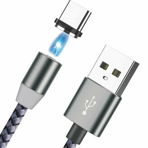Magnetic USB 2.0 Cable USB-C male - USB-A male Γκρι 1m (SJX-181)